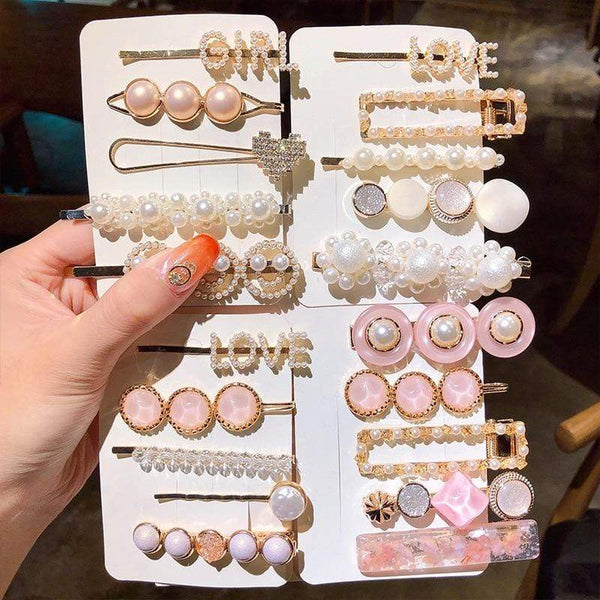 2020 New Women Girls Pearl Crystal Hairpins Side Clip Hair Jewelry Trendy Geometric Headwear Fashion Hair Accessories Barrettes AExp