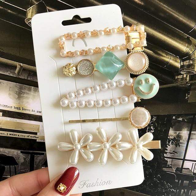 2020 New Women Girls Pearl Crystal Hairpins Side Clip Hair Jewelry Trendy Geometric Headwear Fashion Hair Accessories Barrettes AExp