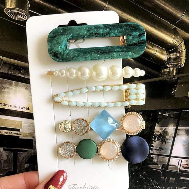 2020 New Women Girls Pearl Crystal Hairpins Side Clip Hair Jewelry Trendy Geometric Headwear Fashion Hair Accessories Barrettes AExp