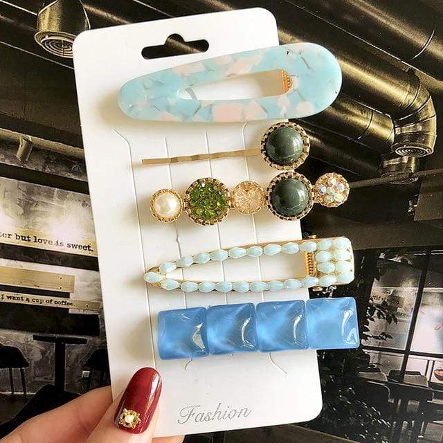 2020 New Women Girls Pearl Crystal Hairpins Side Clip Hair Jewelry Trendy Geometric Headwear Fashion Hair Accessories Barrettes AExp