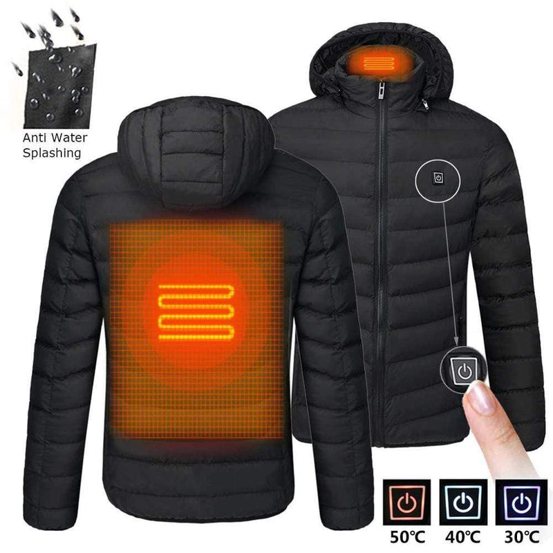 2020 NWE Men Winter Warm USB Heating Jackets Smart Thermostat Pure Color Hooded Heated Clothing Waterproof  Warm Jackets JadeMoghul Inc. 