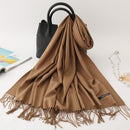 2020 winter scarf solid thick women cashmere scarves neck head warm hijabs pashmina lady shawls and wraps bandana Tassel AExp