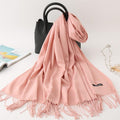 2020 winter scarf solid thick women cashmere scarves neck head warm hijabs pashmina lady shawls and wraps bandana Tassel AExp