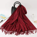 2020 winter scarf solid thick women cashmere scarves neck head warm hijabs pashmina lady shawls and wraps bandana Tassel AExp