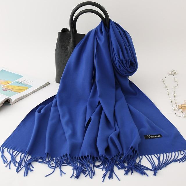 2020 winter scarf solid thick women cashmere scarves neck head warm hijabs pashmina lady shawls and wraps bandana Tassel AExp