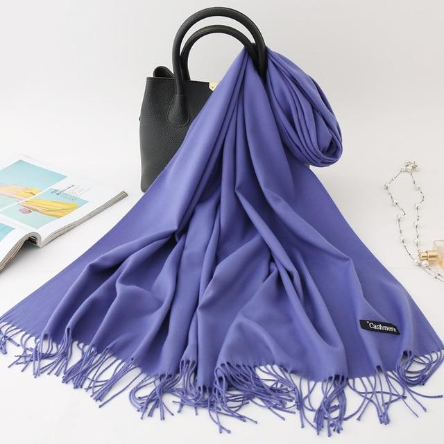 2020 winter scarf solid thick women cashmere scarves neck head warm hijabs pashmina lady shawls and wraps bandana Tassel AExp