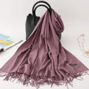 2020 winter scarf solid thick women cashmere scarves neck head warm hijabs pashmina lady shawls and wraps bandana Tassel AExp