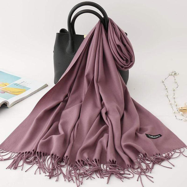 2020 winter scarf solid thick women cashmere scarves neck head warm hijabs pashmina lady shawls and wraps bandana Tassel AExp