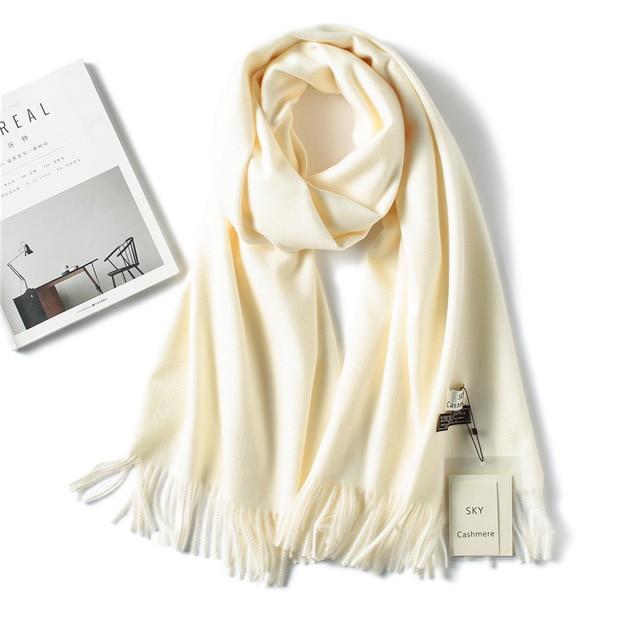 2020 winter scarf solid thick women cashmere scarves neck head warm hijabs pashmina lady shawls and wraps bandana Tassel AExp