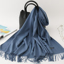 2020 winter scarf solid thick women cashmere scarves neck head warm hijabs pashmina lady shawls and wraps bandana Tassel AExp