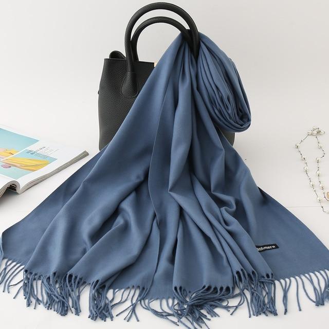 2020 winter scarf solid thick women cashmere scarves neck head warm hijabs pashmina lady shawls and wraps bandana Tassel AExp