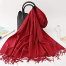 2020 winter scarf solid thick women cashmere scarves neck head warm hijabs pashmina lady shawls and wraps bandana Tassel AExp