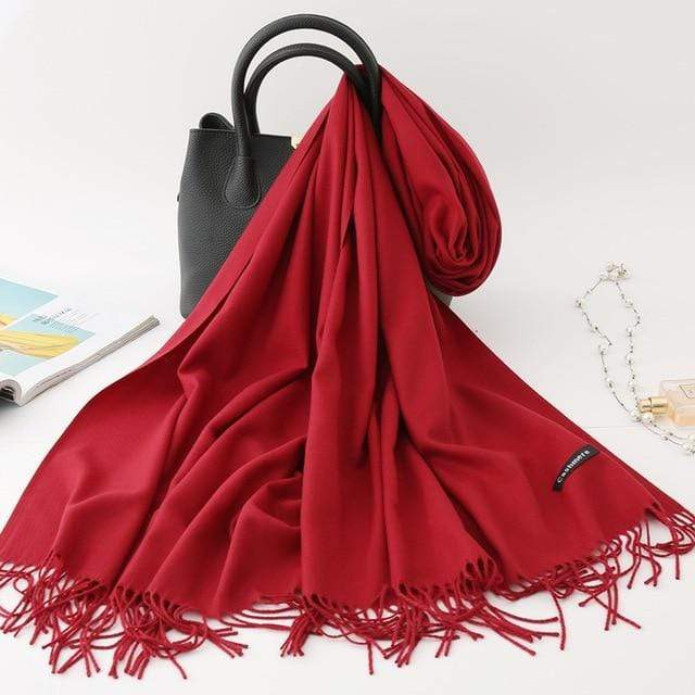 2020 winter scarf solid thick women cashmere scarves neck head warm hijabs pashmina lady shawls and wraps bandana Tassel AExp
