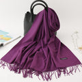 2020 winter scarf solid thick women cashmere scarves neck head warm hijabs pashmina lady shawls and wraps bandana Tassel AExp
