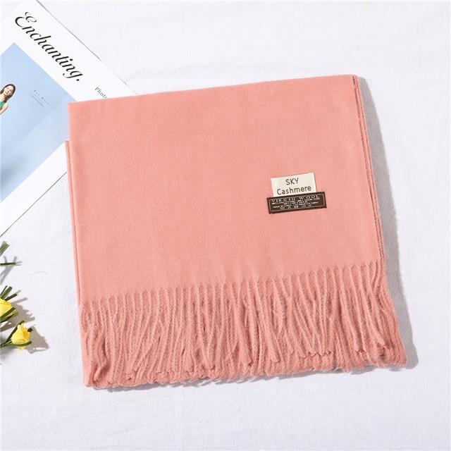 2020 winter scarf solid thick women cashmere scarves neck head warm hijabs pashmina lady shawls and wraps bandana Tassel AExp