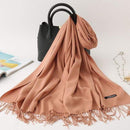 2020 winter scarf solid thick women cashmere scarves neck head warm hijabs pashmina lady shawls and wraps bandana Tassel AExp