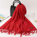 2020 winter scarf solid thick women cashmere scarves neck head warm hijabs pashmina lady shawls and wraps bandana Tassel AExp
