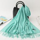 2020 winter scarf solid thick women cashmere scarves neck head warm hijabs pashmina lady shawls and wraps bandana Tassel AExp