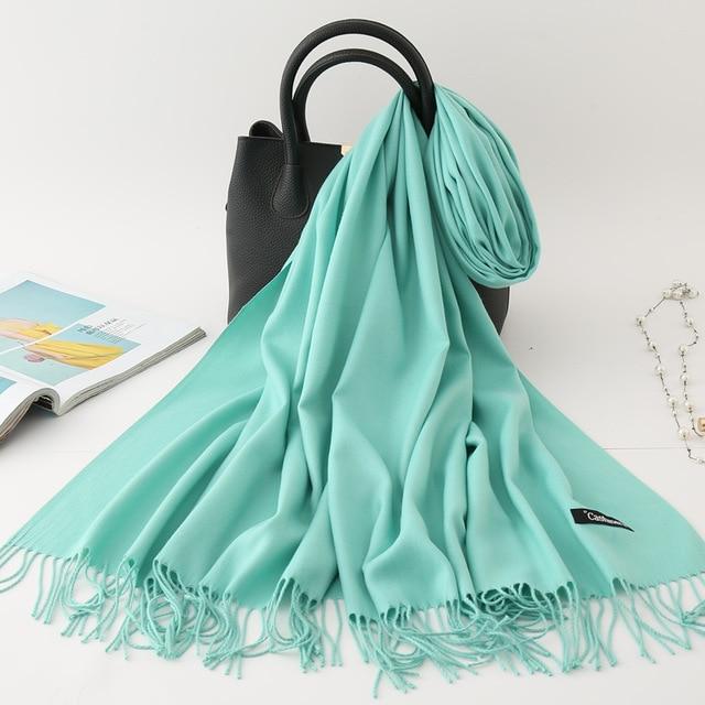 2020 winter scarf solid thick women cashmere scarves neck head warm hijabs pashmina lady shawls and wraps bandana Tassel AExp