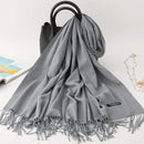 2020 winter scarf solid thick women cashmere scarves neck head warm hijabs pashmina lady shawls and wraps bandana Tassel AExp
