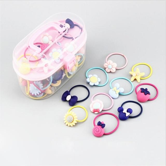 20Pcs/Lot Girls Hair Accessories Gift Box Elastic Hair Bands Flower Hair Clip Bows New Headband Hairband Cute Hairbands for Kids AExp