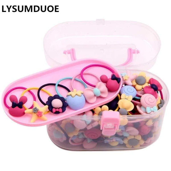 20Pcs/Lot Girls Hair Accessories Gift Box Elastic Hair Bands Flower Hair Clip Bows New Headband Hairband Cute Hairbands for Kids AExp