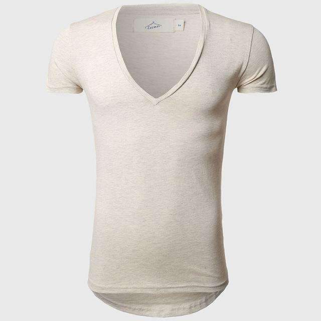 21 Colors Deep V Neck T-Shirt Men Fashion Compression Short Sleeve T Shirt Male Muscle Fitness Tight Summer Top Tees-Apricot Grey-XS-JadeMoghul Inc.