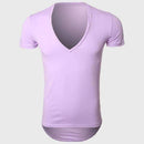 21 Colors Deep V Neck T-Shirt Men Fashion Compression Short Sleeve T Shirt Male Muscle Fitness Tight Summer Top Tees-Purple-XS-JadeMoghul Inc.
