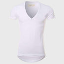 21 Colors Deep V Neck T-Shirt Men Fashion Compression Short Sleeve T Shirt Male Muscle Fitness Tight Summer Top Tees-White-XS-JadeMoghul Inc.
