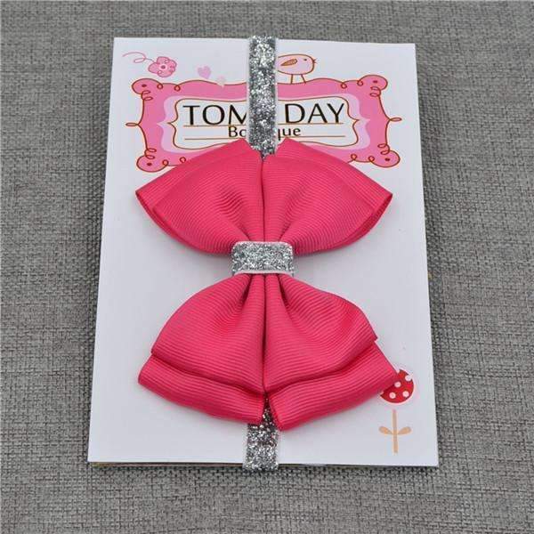22 color new Baby hair bow flower Headband Silver ribbon Hair Band Handmade DIY hair accessories for children newborn toddler-7-One Size-JadeMoghul Inc.