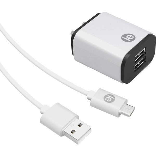 2.4-Amp Dual-USB Wall Charger with USB-A to USB-C(TM) Cable, 4ft-Wall Chargers-JadeMoghul Inc.