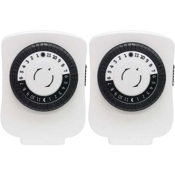 24-Hour Polarized Plug-in Mechanical Timer with 48 On/off & 1 Outlet, 2 pk-Security Sensors, Alarms & Accessories-JadeMoghul Inc.
