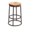 24 Inch Acacia Wood Counter Height Barstool With Iron Base, Brown And Black-Bar Stools and Counter Stools-Brown and Black-Acacia Wood and Iron-Matte-JadeMoghul Inc.