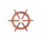 24" Teak Wood Ship Wheel with Brass Inset and Six Spokes, Brown and Gold-Decorative Objects and Figurines-Brown and Gold-Teak Wood and Brass-JadeMoghul Inc.