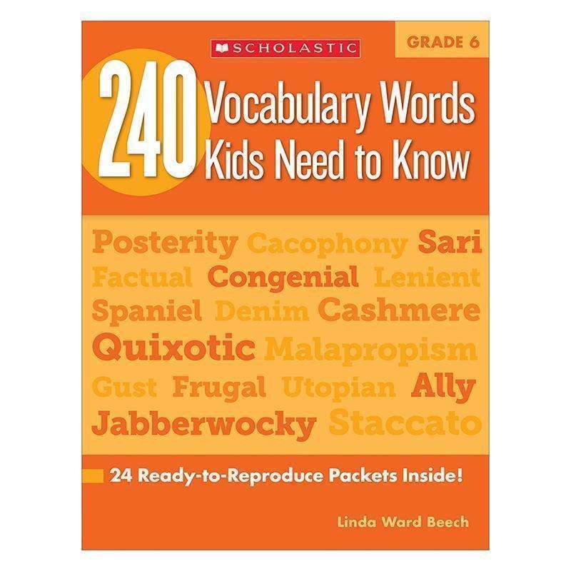 240 VOCABULARY WORDS KIDS NEED TO-Learning Materials-JadeMoghul Inc.