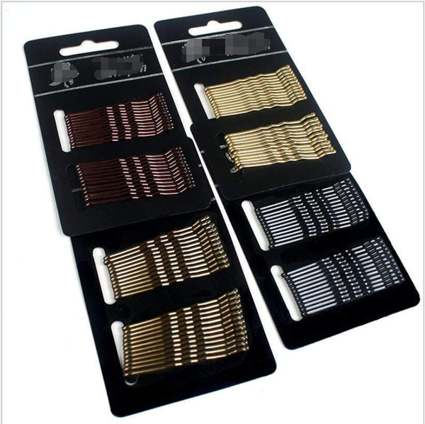 24pcs/lot Women Gold Black Drip Invisible Hair Grips Curly Wavy Bobby Pins For Daily Use Wedding Party Hair Maker AExp