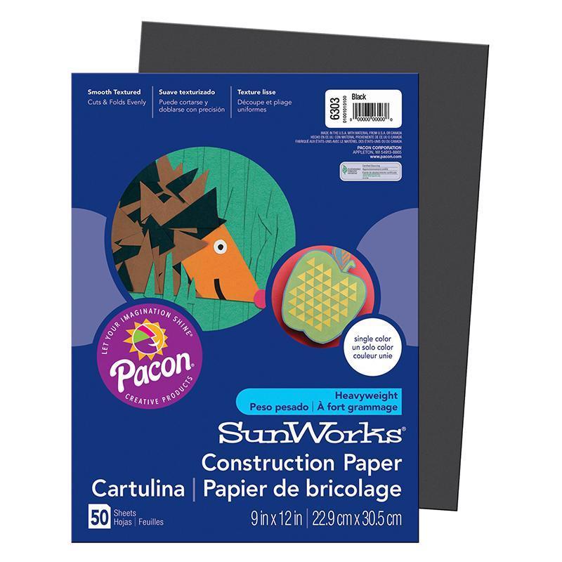 (25 PK) CONSTRUCTION PAPER BLACK-Arts & Crafts-JadeMoghul Inc.