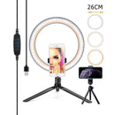 26/16CM Photography Lighting Phone Ringlight Tripod Stand Photo Led Selfie Bluetooth remote Ring Light  Lamp TikTok Youtube Live AExp