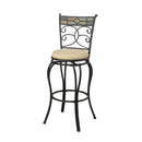 29 Inch Metal Swivel Barstool With Footrest Black Set Of 2-Bar Stools and Counter Stools-Black-Metal Faux suede Fabric Particle Board-JadeMoghul Inc.