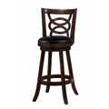 29" Swivel Bar Stool with Upholstered Seat, Black And Brown ,Set of 2-Bar Stools and Counter Stools-Black And Brown-Wood-Cappuccino-JadeMoghul Inc.