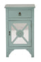 Corner Cabinet - 18" X 13" X 30" Turquoise MDF, Wood, Mirrored Glass Cabinet with a Drawer and a Door