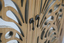 Home Furniture - 32" X 14" X 32" Ashwood Veneer MDF, Wood, Mirrored Glass Sideboard with Doors