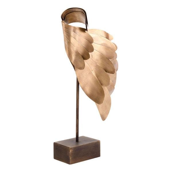 Modern Sculpture - 8.7" X 5.5" X 17.7" Gold Wing Sculpture Decor
