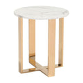 Rustic End Tables - 18.1" X 18.1" X 20.5" Stone And Gold Faux End Table