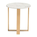 Rustic End Tables - 18.1" X 18.1" X 20.5" Stone And Gold Faux End Table