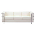 Leather Sofa - 76" X 35" X 26" White Leather Sofa