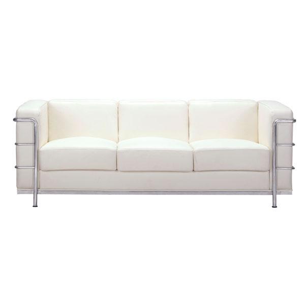 Leather Sofa - 76" X 35" X 26" White Leather Sofa