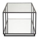 Coffee Table Sets - 48" x 24.4" x 18.1" Distressed Black, Tempered Glass, Mirror, Painted Steel, Coffee Table