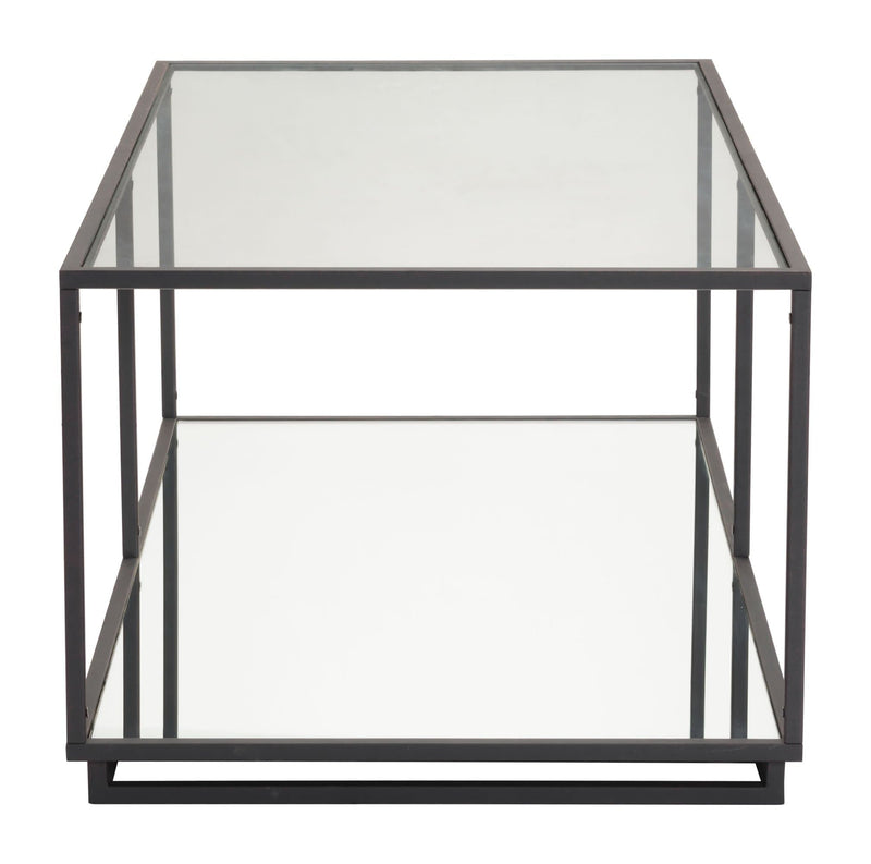 Coffee Table Sets - 48" x 24.4" x 18.1" Distressed Black, Tempered Glass, Mirror, Painted Steel, Coffee Table