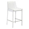Bar Height Chairs - 18.1" X 20.5" X 39" 2 Pcs White Recycled Leather Metal Bar Chair